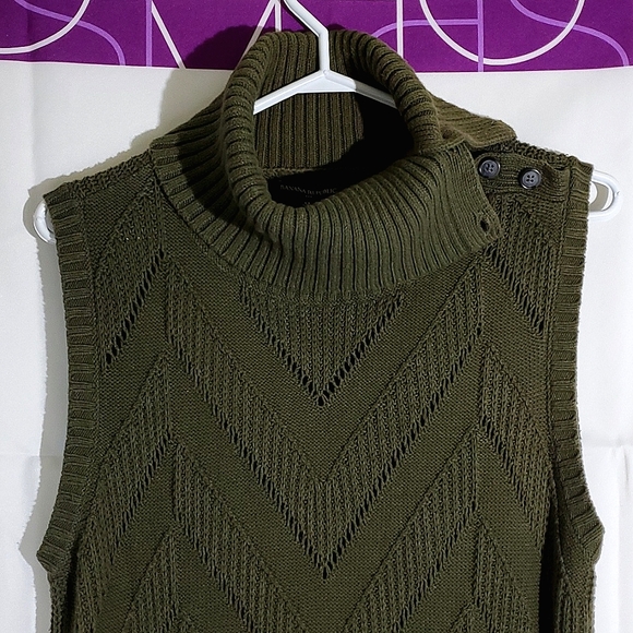 Banana Republic Green Cotton Blend Knit Sleeveless Adjustable Sweater Dress- Med - Picture 4 of 13